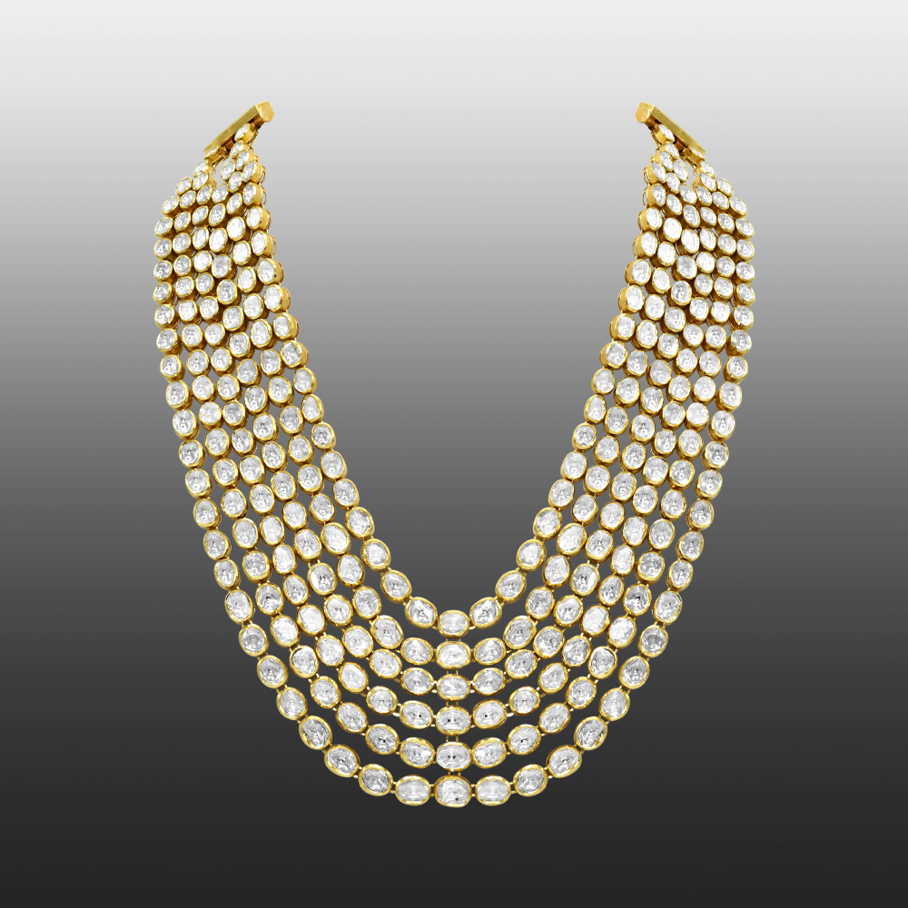 Six-Line Polki Necklace with Elegant Design